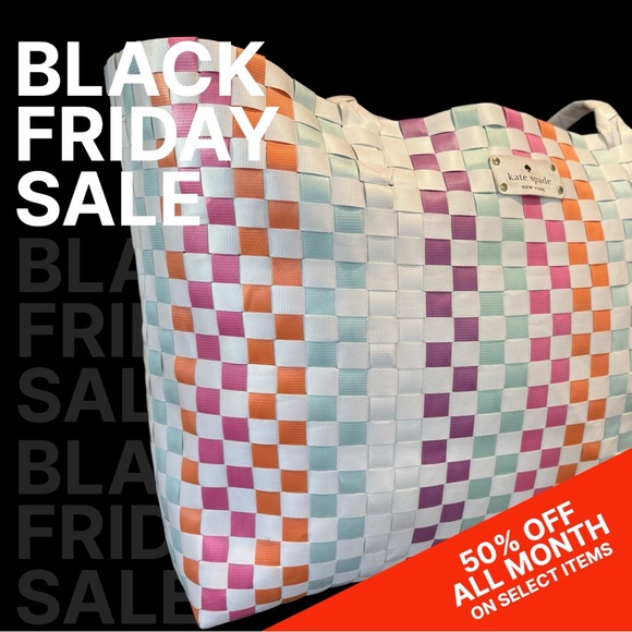 Kate Spade New York Multicolored Woven Limited Edition Tote EUC Approx. 17”x13” - Picture 3 of 15